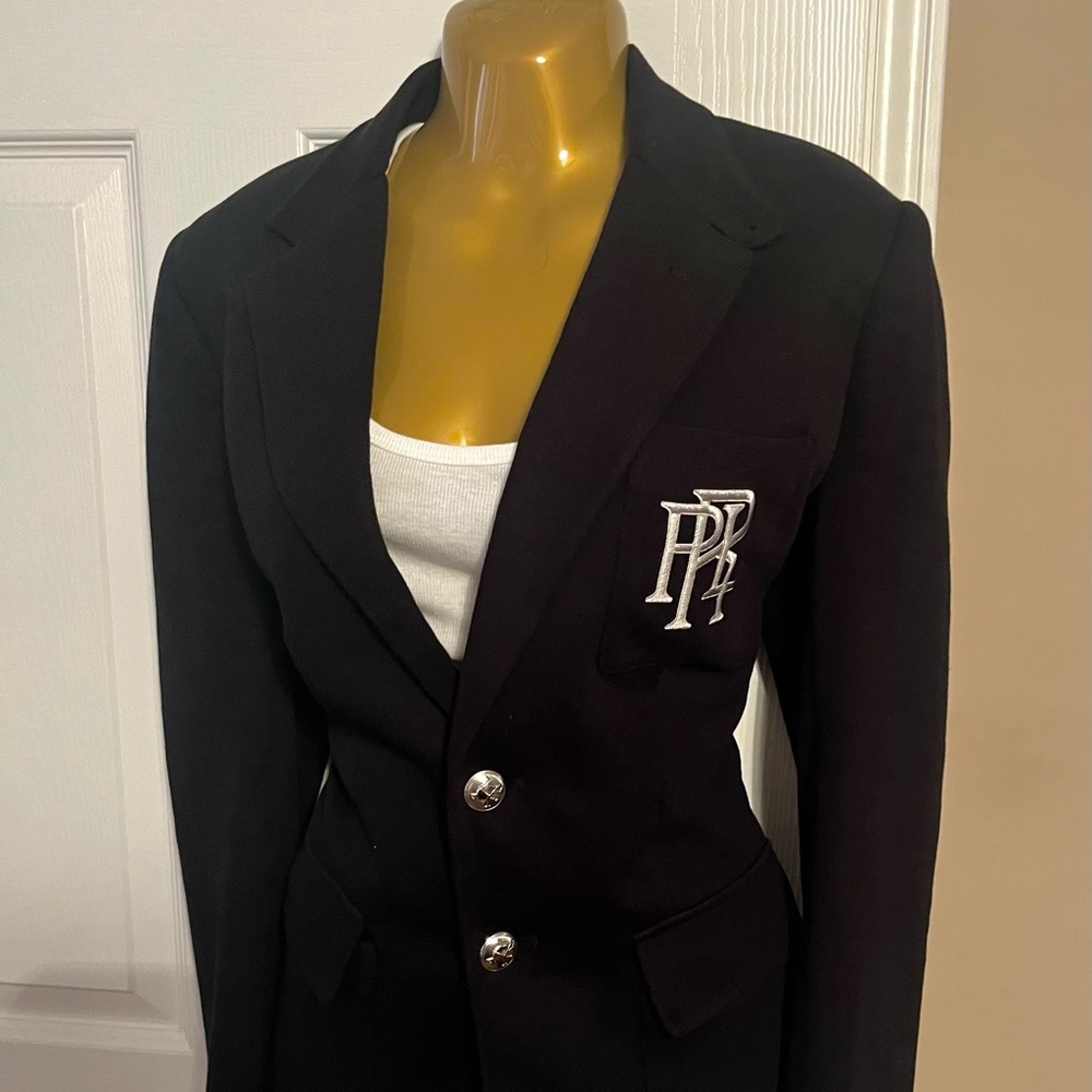 Ralph Lauren black blazer with white stitch logo